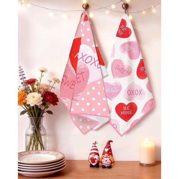 Valentines Day Kitchen Towels - Valentines 18x26 Inch Microfiber Dish Towels 2pc - Picture 5 of 6
